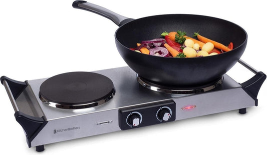 KitchenBrothers Elektrokochfeld - 2 Brenner - 2500W - Edelstahl