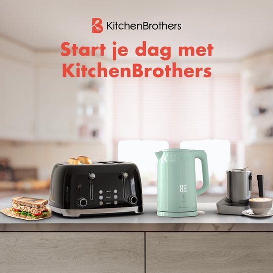 KitchenBrothers Wasserkocher - 1.7L - Mit Temperaturkontrolle - Elektrisch - Warmhaltefunktion - Display - Doppelwandig - Cool-touch - 2200W - Pastellgrün