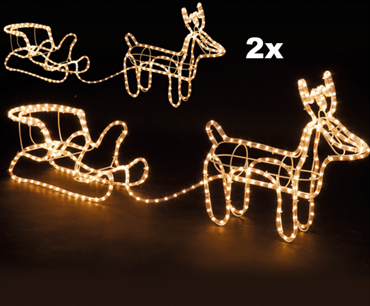 Generische Weihnachtsbeleuchtung Rentier mit Schlitten - Warmweiß