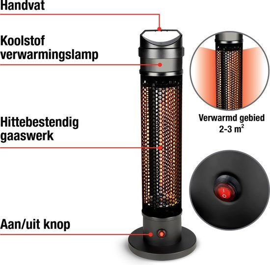 alpina Heater Terrassenstrahler - Infrarotheizung - IP44 Spritzwassergeschützt - 800W