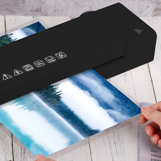 BRASQ Laminator A4 Schwarz - Laminiermaschine - Laminator - Weichmacher - bis zu 125 Mikrometer pro Blatt