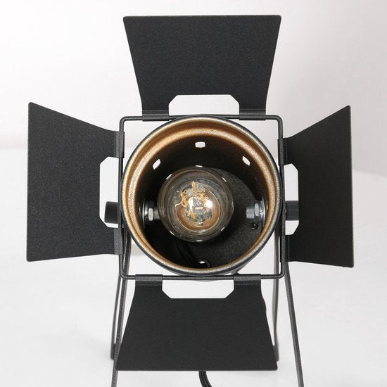 Tischlampe Carré 3380ZW – schwarze Lampe im Industrial-Stil aus Metall und Kunststoff, neigbar, E27-Fassung, Mexlite