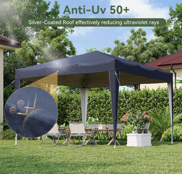 Aoxun Pop-up-Pavillon – Blau – 3 x 3 x 2,6 m – Metallgestell, inklusive Tragetasche