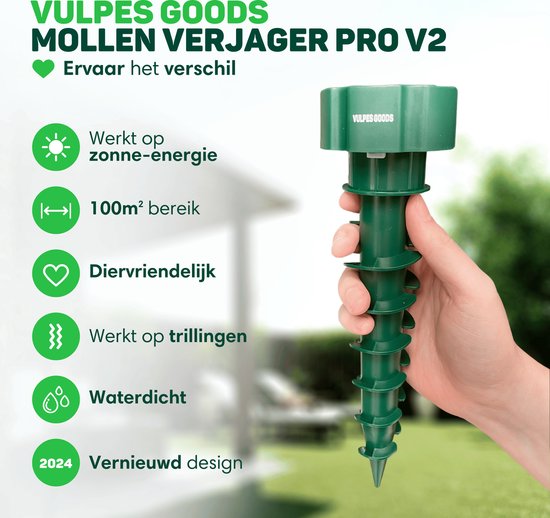 Vulpes Goods® Repellent - Maulwurfsabwehr - 4 Stück - Mausabwehr - Maulwurfskontrolle - Solarbetrieben - Wasserdicht - Tierfreundlich - PRO V2