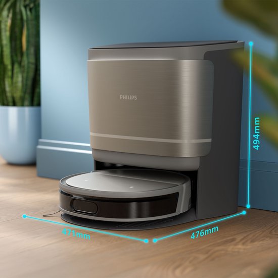Staubsaugerroboter mit All-in-One-Dockingstation - PHILIPS - XU9100/10 - 9000 series - 8000 Pa - ≤ 66 dB - Metall