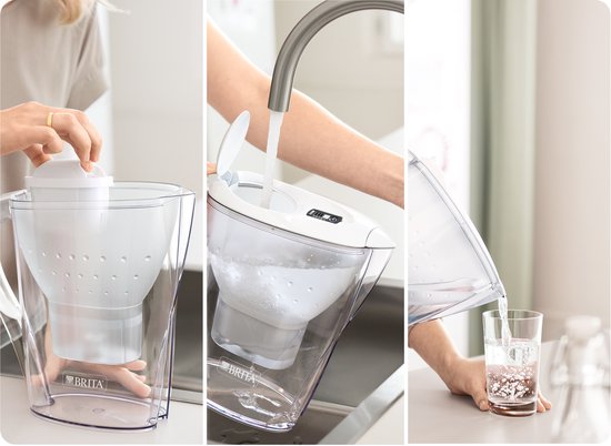 BRITA Wasserfilterkanne Marella Cool – 2,4 l – Weiß – inkl. 3 MAXTRA PRO Pure Performance Wasserfilterkartuschen – Vorteilspackung