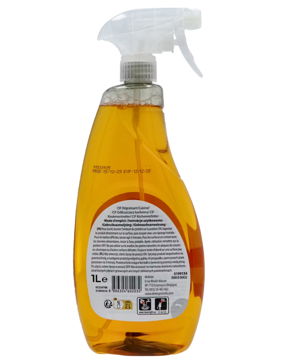 Cif Küchen-Fettentferner-Spray 1 l – 1000 ml – Kraftvoller Fettentferner
