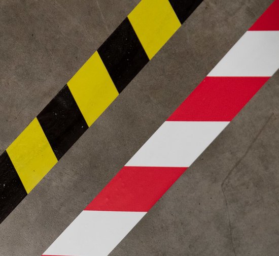Perel Signalband, für Warn- und Markierungszwecke, auf Rolle, schwarz/gelb, 5 cm x 33 m