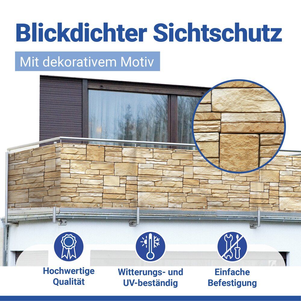 Maximex Balkonvorhang mit Wandmotiv – 85 x 500 cm – UV- und witterungsbeständig