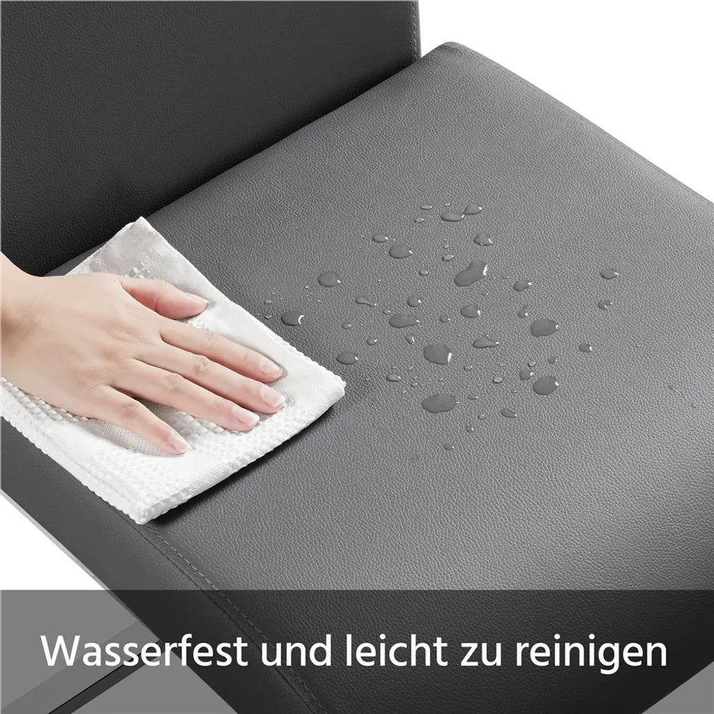 Yaheetech Esszimmerstühle, 2er-Set – Dunkelgrau – Freischwinger aus PU-Leder mit Metallgestell