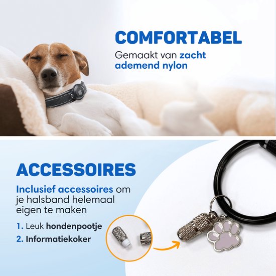 Vulpes Goods® Pets - Hundehalsband geeignet für Apple AirTag - Apple Airtag Collar for Dogs Pro - Sicher, leicht, reflektierend & komfortabel - Kratzfest und wasserabweisend - Inkl. 2 Zubehörteile - 43-51 CM - L