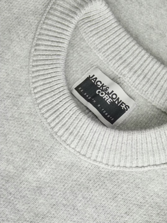 Jack & Jones Max Knit Crew Pullover - Hellgrau Melange - XL