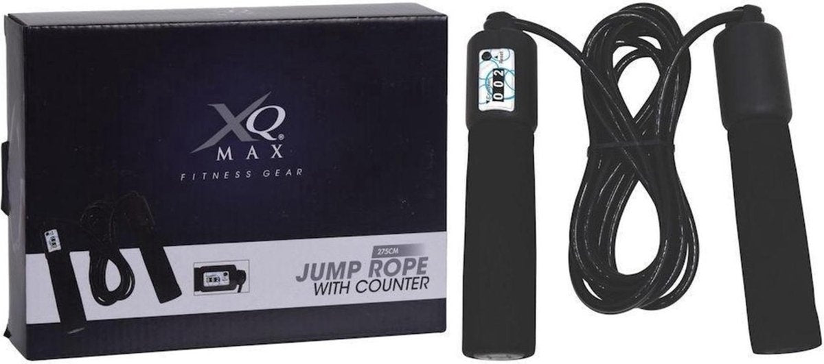 XQ Professional Springseil mit Zähler - Beschwert - Verstellbar - Kugellager - Sportartikel - Fitness, Crossfit, Boxen etc. - Speedrope - Schwarz - Copy