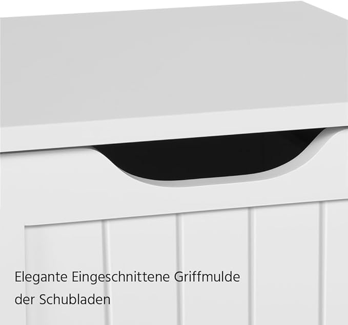 Yaheetech Badezimmerschrank 30 x 30 x 82 cm – Weiß – Standschrank mit 4 Schubladen