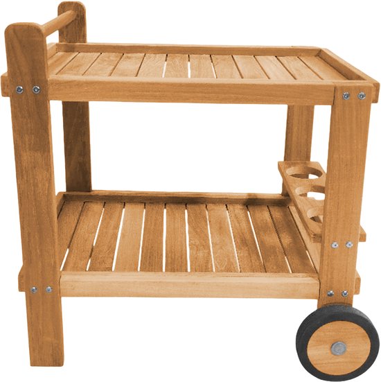AXI Miri Teak Servierwagen – 70 x 48 x 70 cm – Teakholz – Mit 2 Rädern und 3 Flaschenhaltern – Für den Außen- und Innenbereich – Für Garten, Terrasse und Balkon