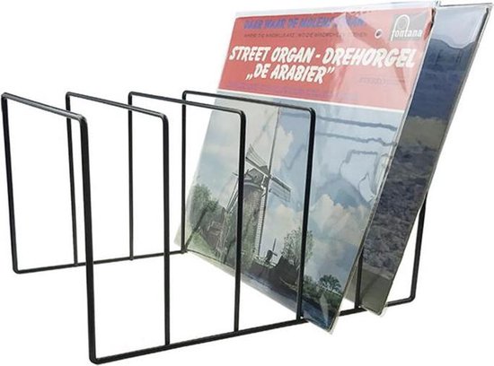 LP-Vinyl-Design-Aufbewahrungsständer Plattenständer für 50 bis 60 12-Zoll-Vinyl-LPs schwarz