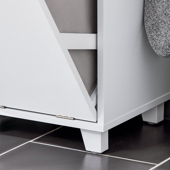 SoBuy BZR159-W Wäscheschrank - Weißer Badezimmerschrank mit Ablagefächern