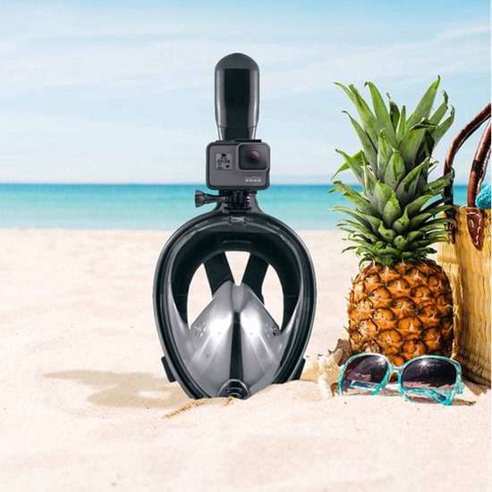 Travelhawk Schnorchelmaske - Erwachsene S/M - Schnorchelset Schwarz - Schnorchelmasken - Vollgesichtstauchmaske - Taucherbrille mit Schnorchel - Schnorcheln und Tauchen