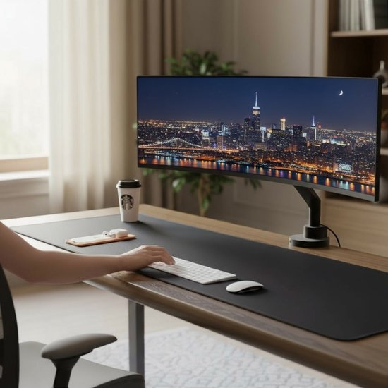 Skoov Monitorarm mit Gasfeder - Für 13 bis 57 Zoll - 27KG Tragfähigkeit - Breitbildschirm - Halterung für 1 Bildschirm - Monitor - Ständer - Halterung - Extra stabil - Schwarz