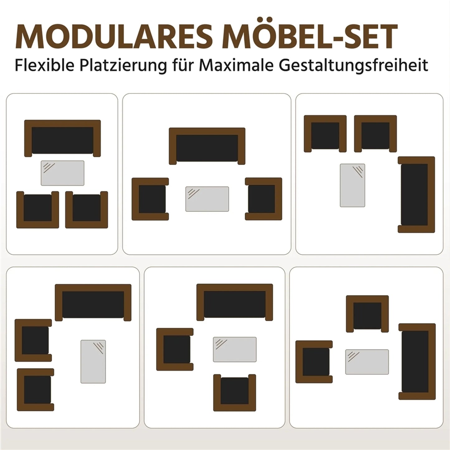 Yaheetech Garten-Set Lounge-Set 4-teilig - 100 x 59,5 x 83,5 cm - Ausgestattet mit handgeflochtenem PE-Rattan und Glastischplatte und waschbaren Kissen - Für Garten und Balkon - Schwarzes Polyethylen und Metall