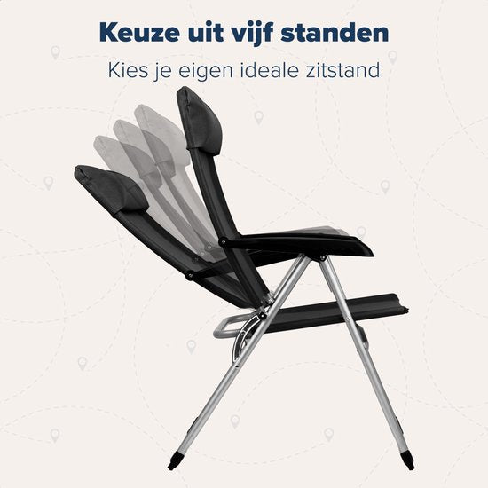 TRVLMORE Campingstühle - klappbar - 2er-Pack - 110KG Tragkraft - verstellbar - Klappstuhl - Angelstuhl - Campingstuhl - Klappstuhl - Schwarz