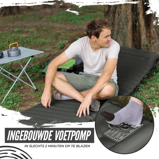 Ever Trex Schlafmatte Comfort - 193x70x10cm - Eingebaute Pumpe - 1 Person - Campingmatratze - Selbstaufblasend - Schwarz