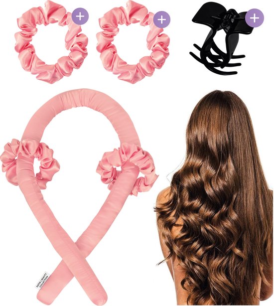 Soft & Silky Heatless curls - Satin - Inkl. 2 Haargummis und 1 Haarspange - Lockenwickler - Locken ohne Hitze - Lockenwickler - Lockenprodukte