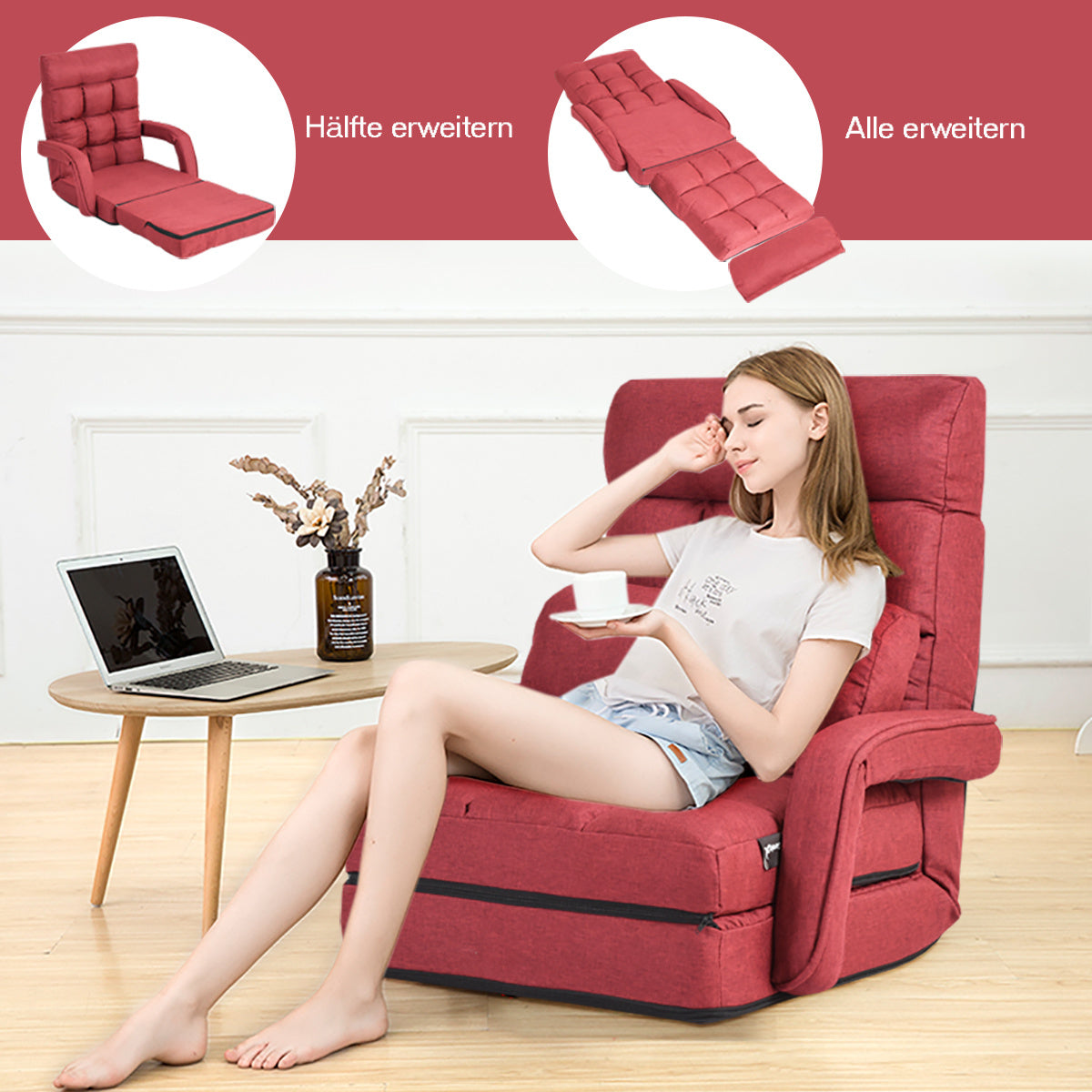 Coast Sofa Bed Lazy Folding Sofa Sleep Sessel für Haus und Büro Rot