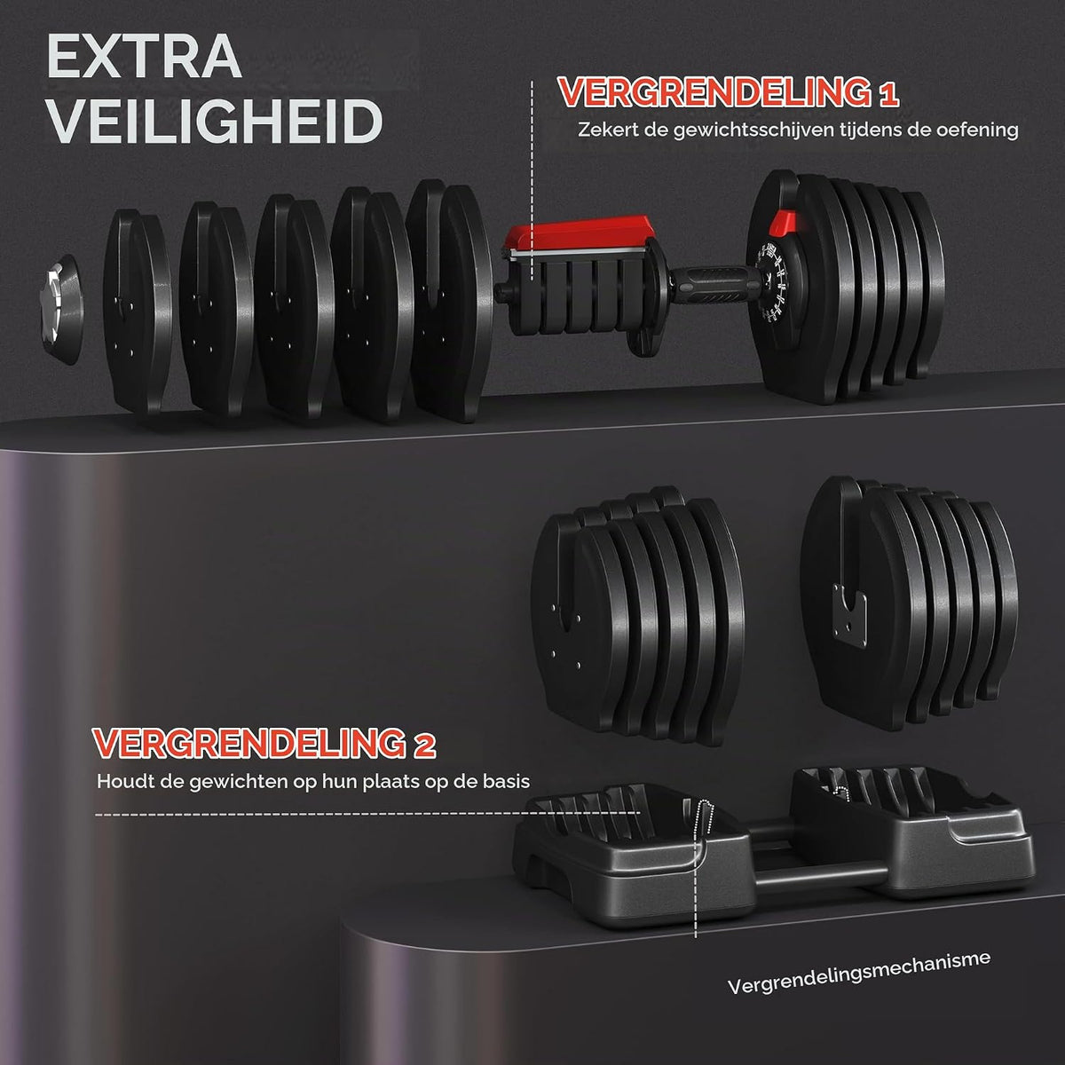 Yaheetech 2-in-1 verstellbares Hantelset 2–40 kg – Kurzhantel und Langhantel – Schwarz