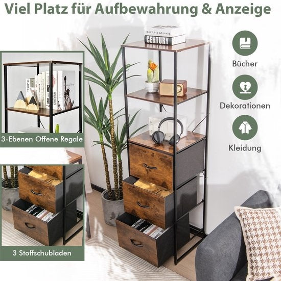 Coast Standregal boekenkast opbergkast met lade 43 x 39 x 156 cm bruin