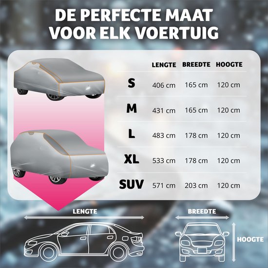 tectake - Car Cover - Autoplane - Hagelschutz - Wasserdichte Decke - Atmungsaktiv - Elastische Autogarage - Autozubehör mit Aufbewahrungstasche - Kompatibel mit vielen Modellen - Größe (LxBxH) 483x 178x 120 cm - Large