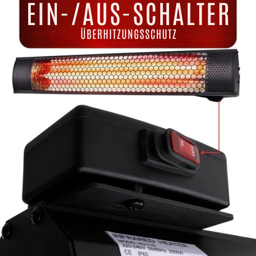 alpina - Terrassenheizer – Infrarotheizung – IP54 staub- und spritzwassergeschützt – 2000W