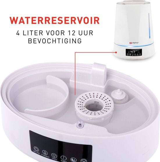 alpina Luftbefeuchter 4L - Luftbefeuchter - Aroma Diffusor mit Timer - Fernbedienung - Weiß