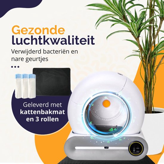 Viervoeter Automatische Katzentoilette – Selbstreinigend – Steuerung über App – inkl. Einlage und 3 Rollen Auffangbeutel – 65 l