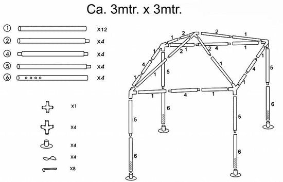 Lifetime Partyzelt - Anthrazit - Kunststoff - 3x3m