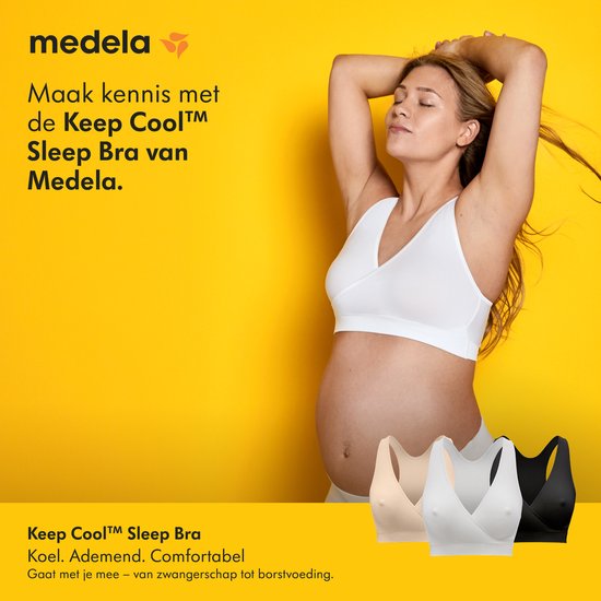 Medela Keep Cool Sleep-BH – Nahtloser Schlaf-BH – Schwangerschafts-BH – Still-BH mit 2 atmungsaktiven Zonen – Soft-Touch-Material – Weiß – Größe M