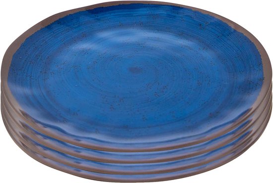 Bo-Camp – Frühstücksteller – Halo – 4 Stück – Melamin – Blau