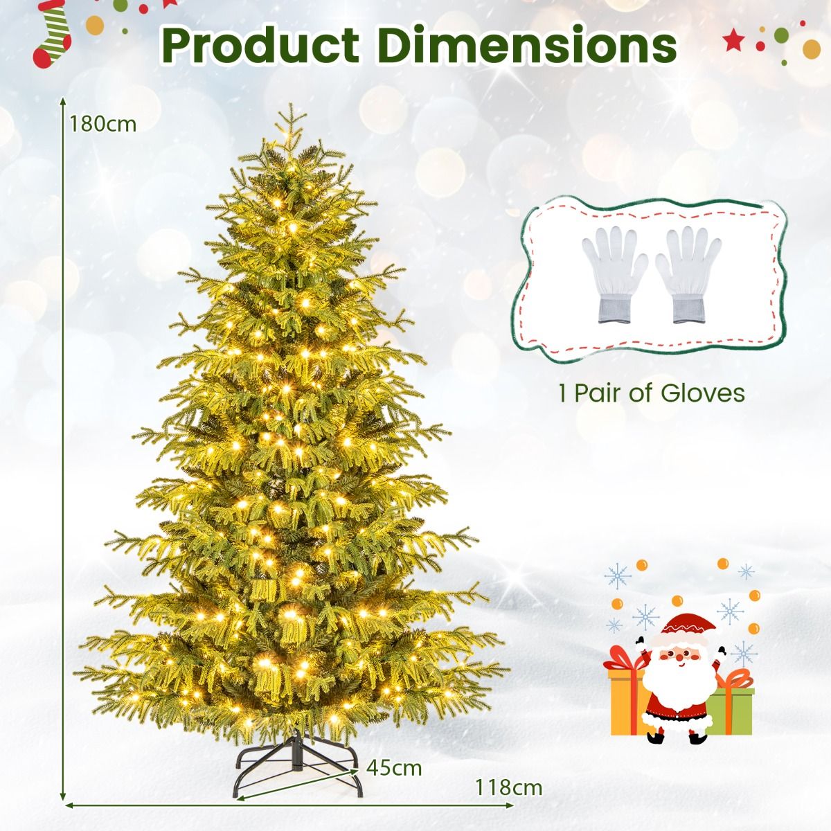 Coast Kunstweihnachtsbaum mit Beleuchtung – 180 cm – warmweiße LED-Lichter – grün