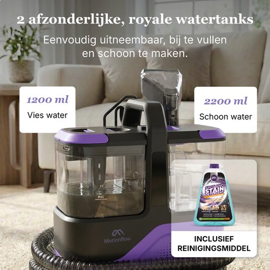 Motionflow Teppichreiniger Go! – Leistungsstarker Flecken- und Polsterreiniger mit 16 kPa – Reinigungsgerät für Sofas, Fußböden, Autos und Teppiche – Teppichreiniger