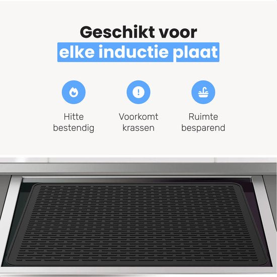 LUFT Induktionsschutz - Hitzebeständig bis 280 ºC - Pfannenschutz - Abdeckplatte für Kochfeld - Matt - 71×52 - Geeignet für Boosterfunktion - Kochfeldschutz - Schwarz