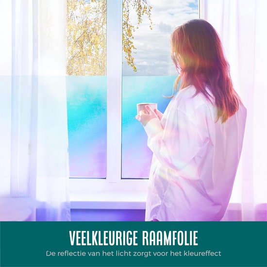 Homewell - Holographische Fensterfolie HR++ 120x300cm - Solar & Isolierend - Statisch haftend - Seifenblaseneffekt mattiertes Glas (neu)