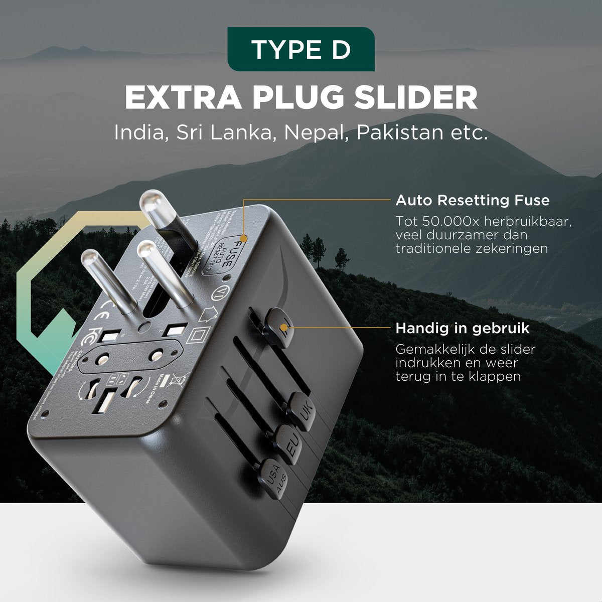 Remodius World Plug - Universeller Reiseadapter für 220+ Länder - 2x USB-C & 2x USB-A - Schnellladegerät - Typ A/B/C/D/E/F/G/I/J/L/N - Kompakt & handgepäcktauglich