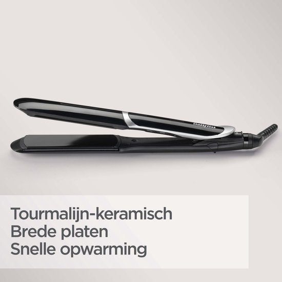 BaByliss Sleek Control Wide Glätteisen ST397E – Extra breite Platten – 5 Temperaturstufen bis 235 °C – Abnehmbarer Glättungskamm