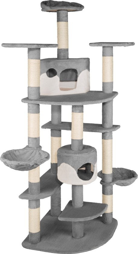 Tectake Kratzbaum Fippi - 83 x 68 cm - 4 Aussichtsplattformen - Grau/Weiß