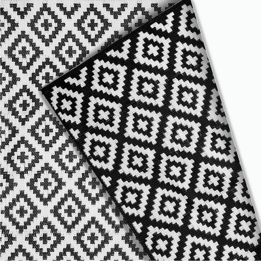 Goliving Outdoor Teppich Summer Diamond - 183x290CM - Gartenteppich - Outdoor Teppich - Teppich - Gartenteppich - Reversibel - Inkl. Tragetasche - Schwarz/Weiß