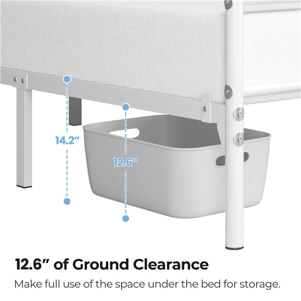 Yaheetech Metallbettgestell – mit Kopf- und Fußteil – Tragkraft 800 lb – 32 cm Stauraum unter dem Bett – ohne Boxspring