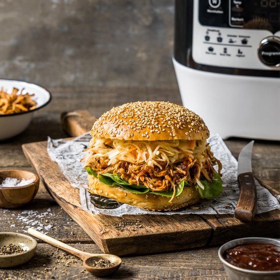 Rommelsbacher Multifunktions-Schnellkochtopf „Mein Hans“ MD 1000 – 14 Programme – Schnellkochen, Reis kochen, Anbraten, Dämpfen, Slow Cooking, Sous-vide, Backen und Braten, Frittieren – 6 Liter