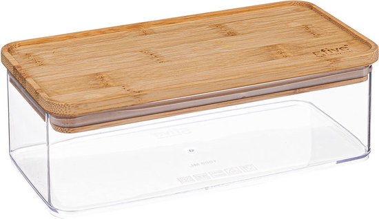 5Five – Vorratsbehälter für die Küche – Berlino – Kunststoff/Bambus – 1500 ml – Lebensmittel – 10 x 20 cm