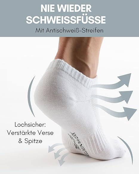 HELDENWERK Premium-Trainersocken - 10 Paar - kurze Sportsocken für Damen und Herren - gekämmte Baumwolle, Komfortbund & nahtlos - Anti-Schweiß - Schwarz, Weiß, Grau