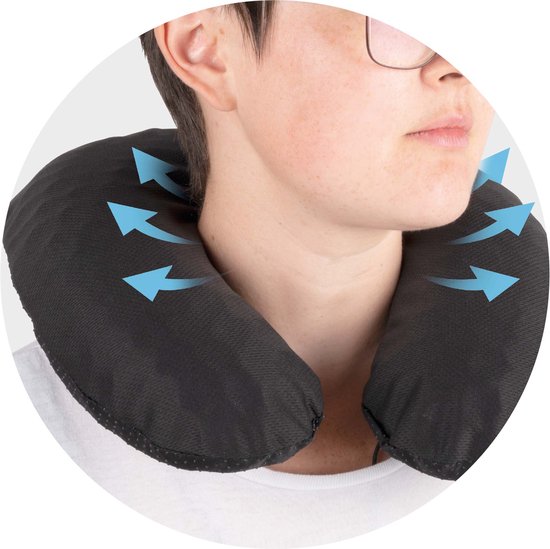 Vivamore Travel Pillow - Nackenkissen Flugzeug - Reisekissen mit kühlendem Gel - Schwarz